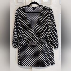 5/$25 AGB 3/4 Sleeve Black and White Top